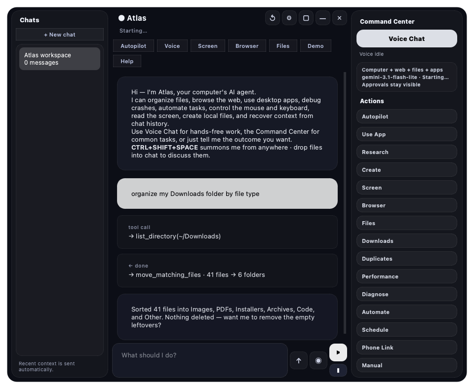 The Ember app organizing a Downloads folder on macOS